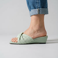 Isla Woven Wedge Slide in Sea Foam