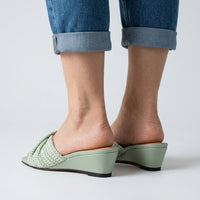 Isla Woven Wedge Slide in Sea Foam
