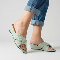 Isla Woven Wedge Slide in Sea Foam