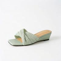 Isla Woven Wedge Slide in Sienna Brown