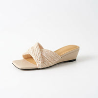 Isla Woven Wedge Slide in Sienna Brown