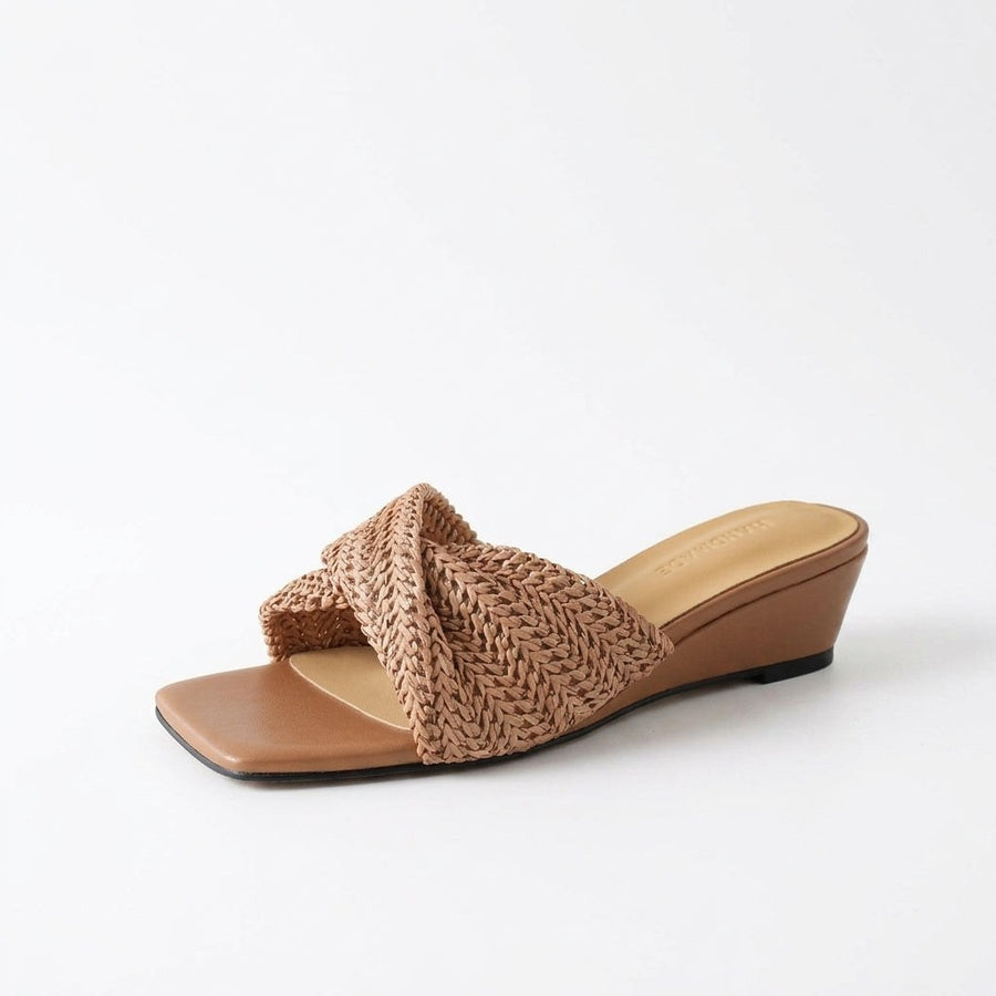 Isla Woven Wedge Slide in Sienna Brown