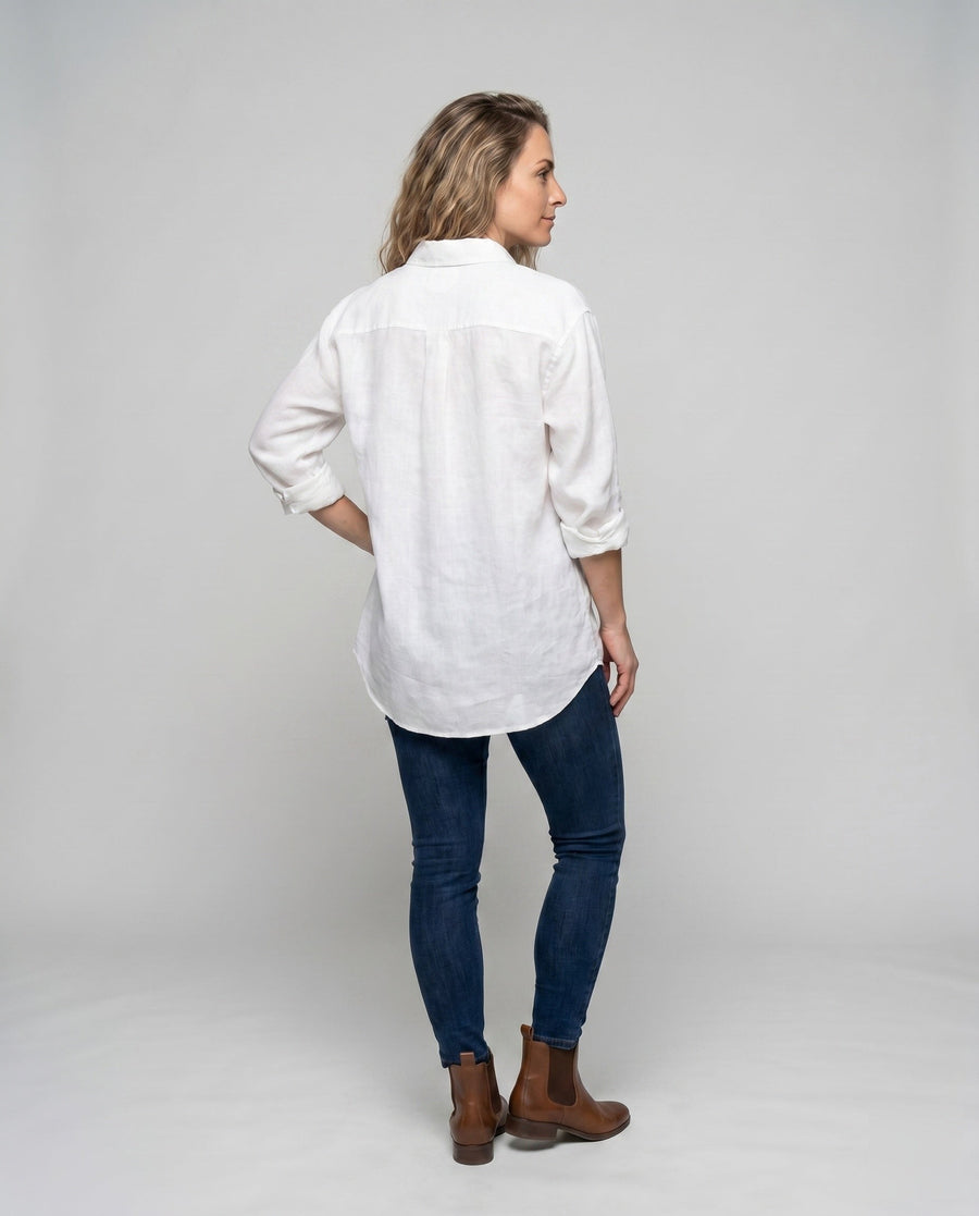 Isolde Casual Linen Blouse with Chest Pocket