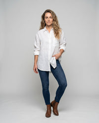 Isolde Casual Linen Blouse with Chest Pocket