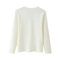 Isolde Elegant Knit Cardigan with V-Neck in White