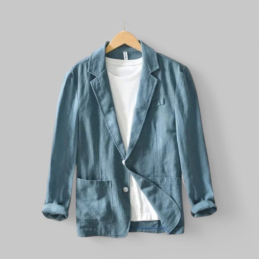 Isolde Lightweight Linen Vest in Blue