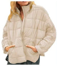 Isolde Lightweight Quilted Jacket with Pockets in Apricot