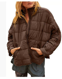 Isolde Lightweight Quilted Jacket with Pockets in Brown