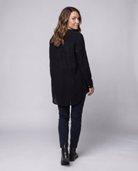 Isolde Linen Blouse with V-Neck and Button Front