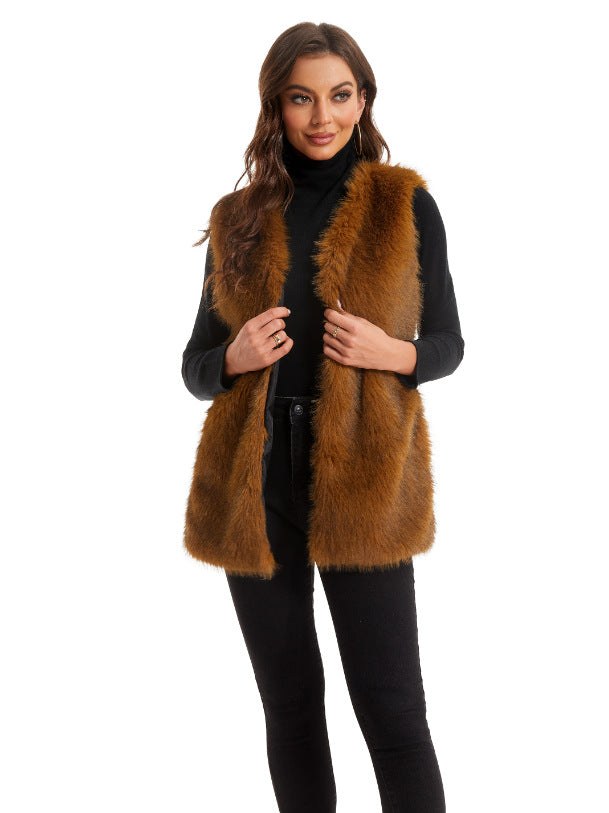 Isolde Vest with Pockets in Brown