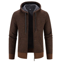 Ivar Casual Knit Cardigan with Hood in Brown