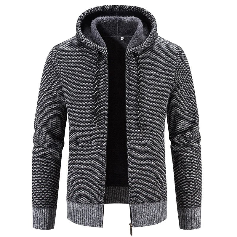 Ivar Casual Knit Cardigan with Hood in Grey