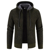 Ivar Casual Knit Cardigan with Hood in Olive Green