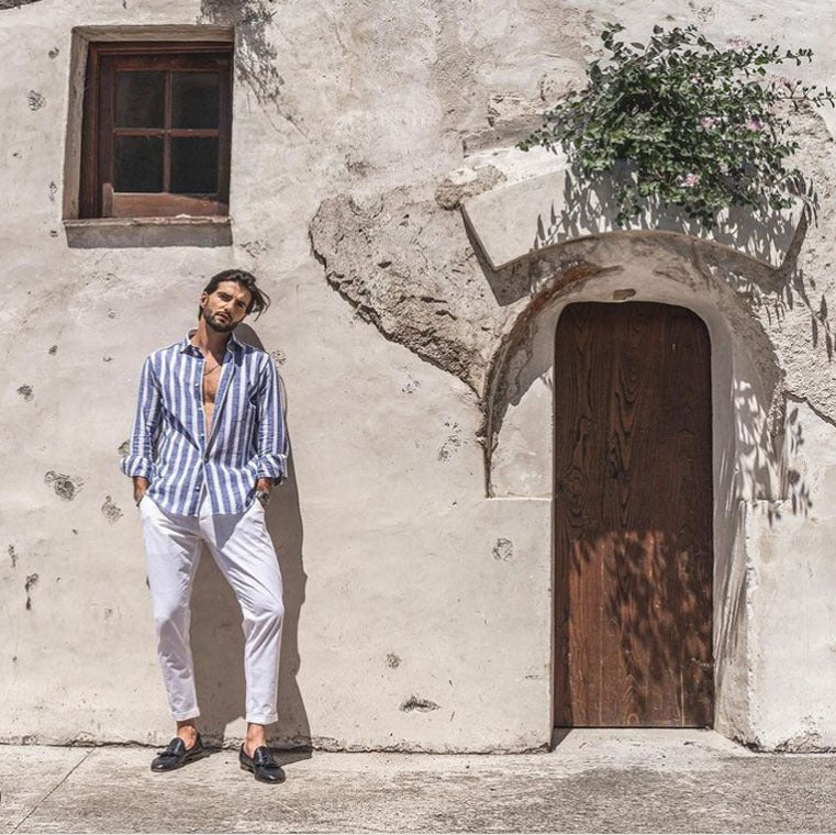 Ivar Casual Linen Shirt in Light Blue