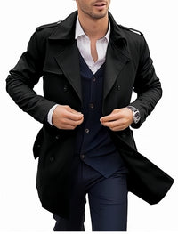 Ivar Elegant Trench Coat with Button Front in Black