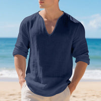 Ivar Lightweight Linen Shirt with V-Neck