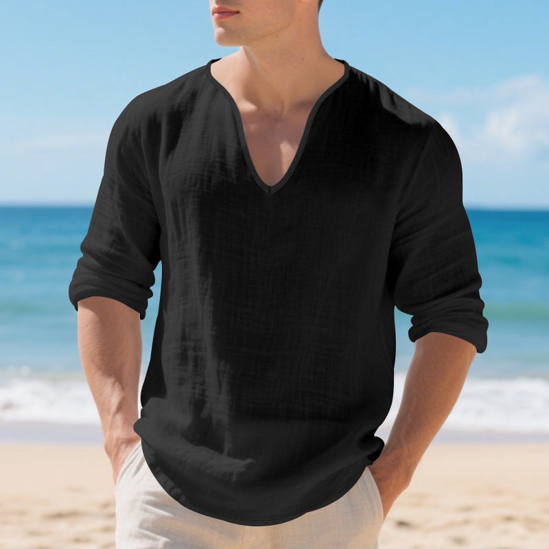 Ivar Lightweight Linen Shirt with V-Neck