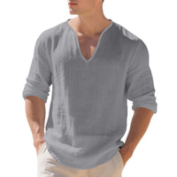 Ivar Lightweight Linen Shirt with V-Neck