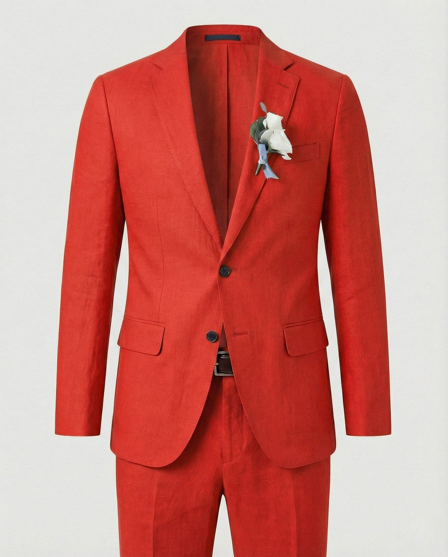 Ivar Linen Suit in Light Red
