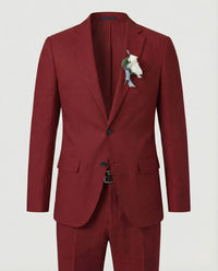Ivar Linen Suit in Wine Red