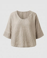 Ivy Airy Linen Top in Rauchweiß