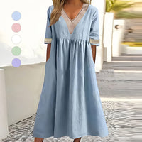 Ivy Summer Dress with V-Neck in Light Blue