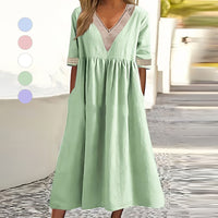 Ivy Summer Dress with V-Neck in Light Green