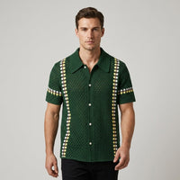Jace Openwork Stripe Shirt in Emerald