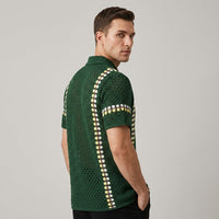 Jace Openwork Stripe Shirt in Emerald