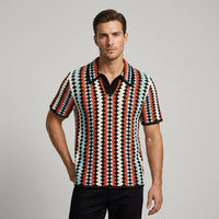Jace Openwork Stripe Shirt in Riviera