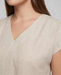 Jacinta Airy Linen Top with V-Neck