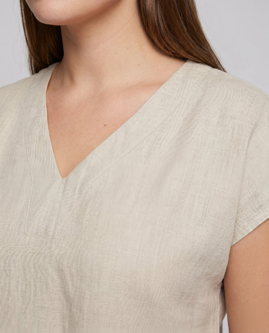 Jacinta Airy Linen Top with V-Neck