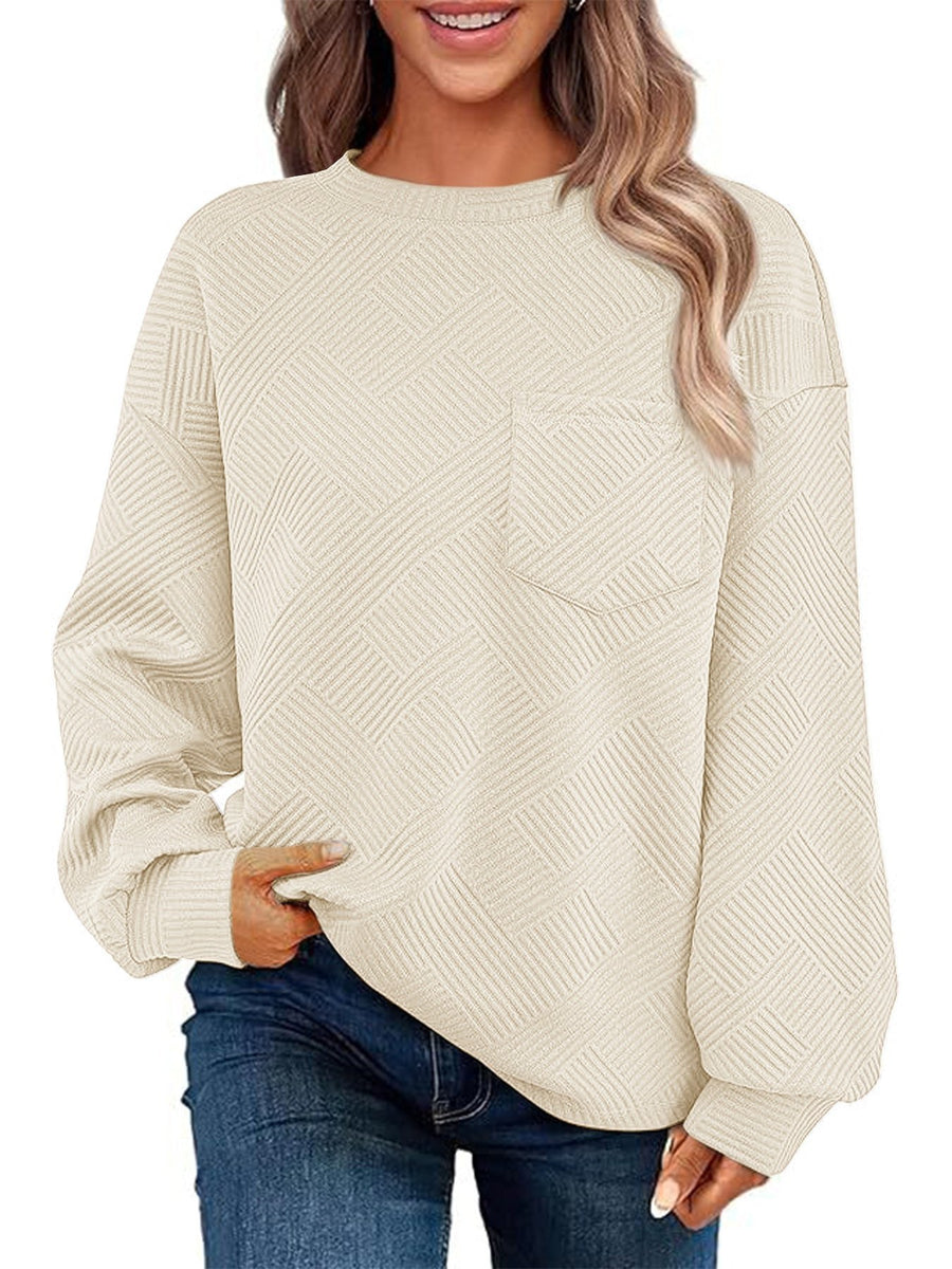 Jacinta Casual Sweater with Pockets in Apricot