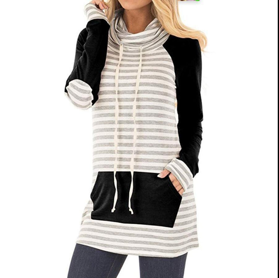 Jacinta Hoodie with Pockets and Striped in Black