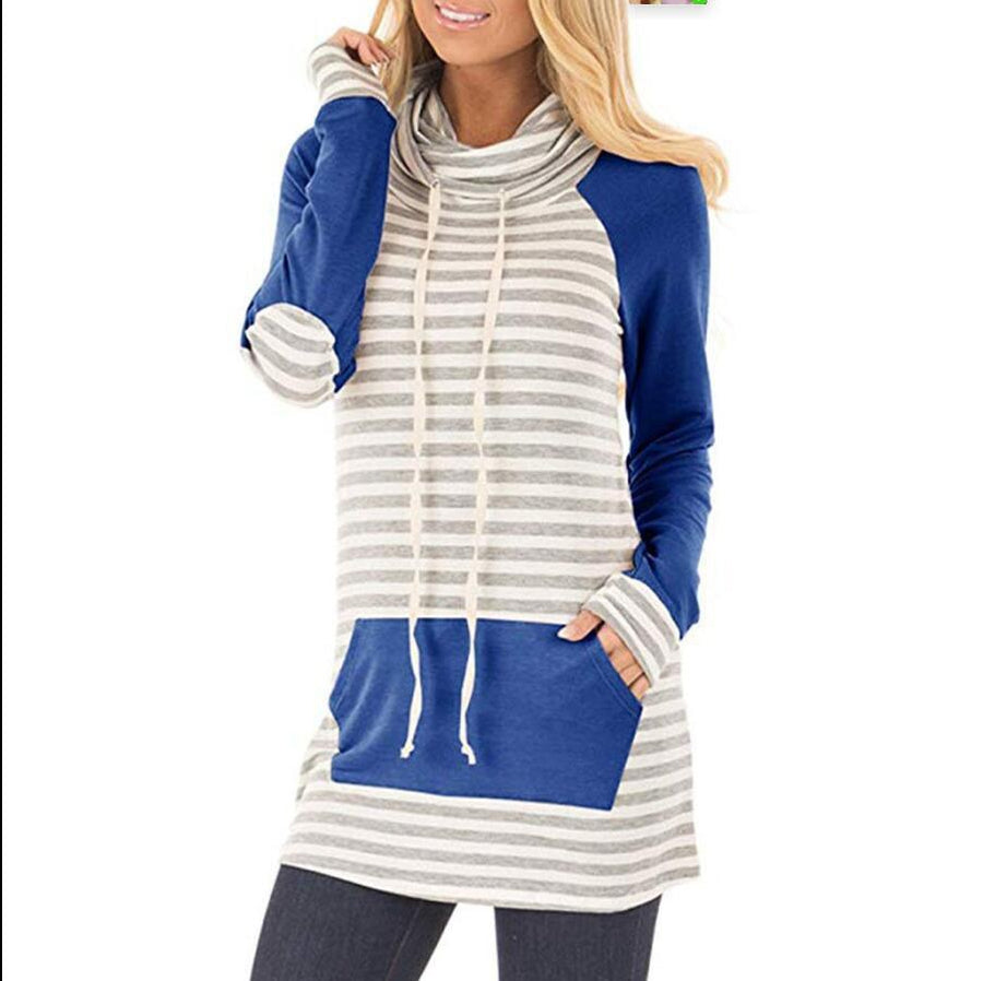 Jacinta Hoodie with Pockets and Striped in Blue