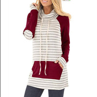 Jacinta Hoodie with Pockets and Striped in Wine Red