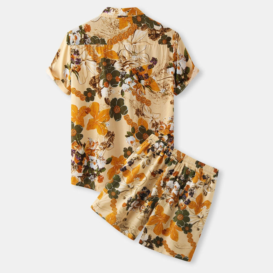 Jacinta Suit with Short Sleeve and Elastic Waist in Orange