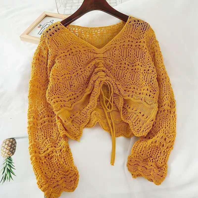 Jade Airy Knit Cardigan in Yellow