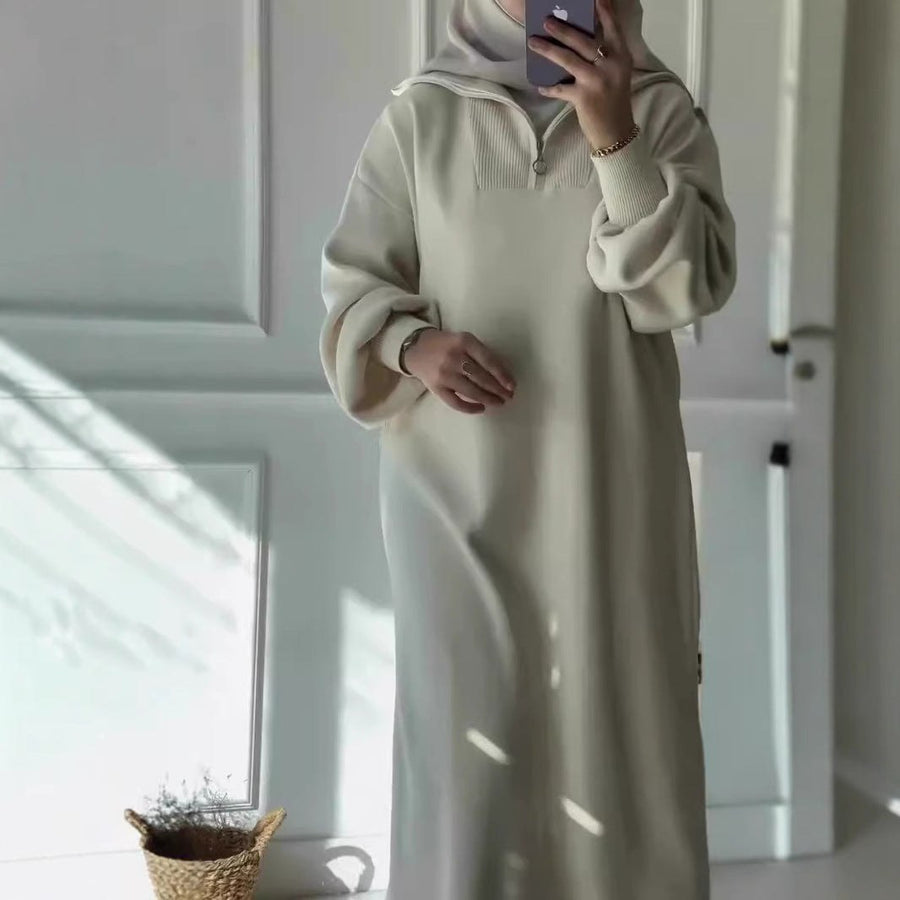 Jade Casual Dress with Zip Front and Hood