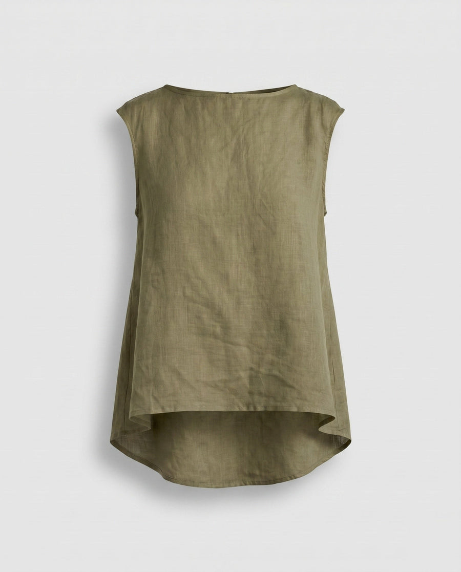 Jade Casual Linen Top in Brown