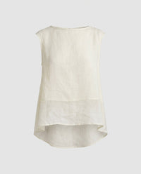 Jade Casual Linen Top in Mondlichtweiß
