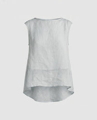 Jade Casual Linen Top in Rauchblau