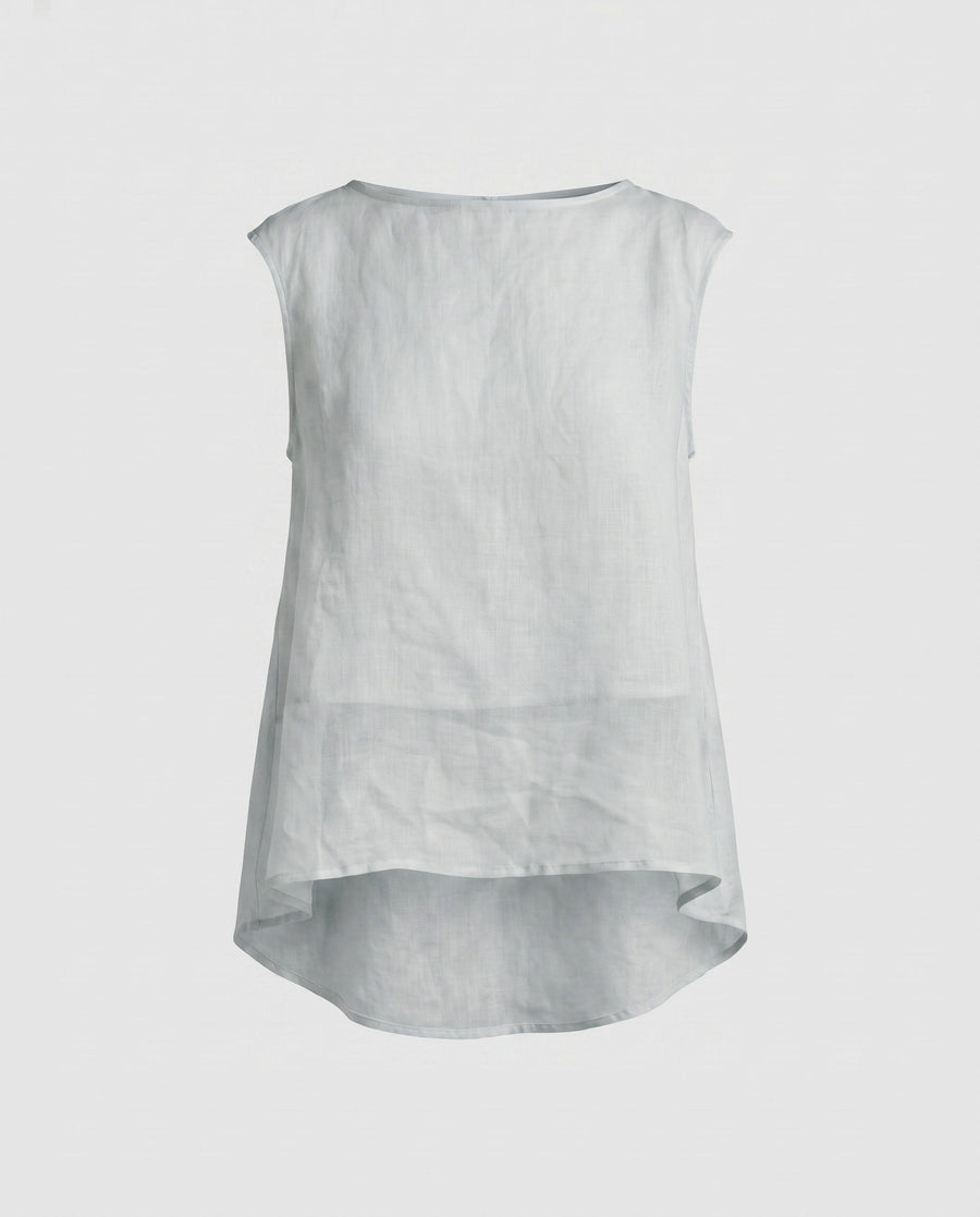 Jade Casual Linen Top in Rauchblau