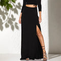 Jade Elegant Skirt with Elastic Waist and Side Split