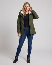 Jade Jacket with Hood in Green