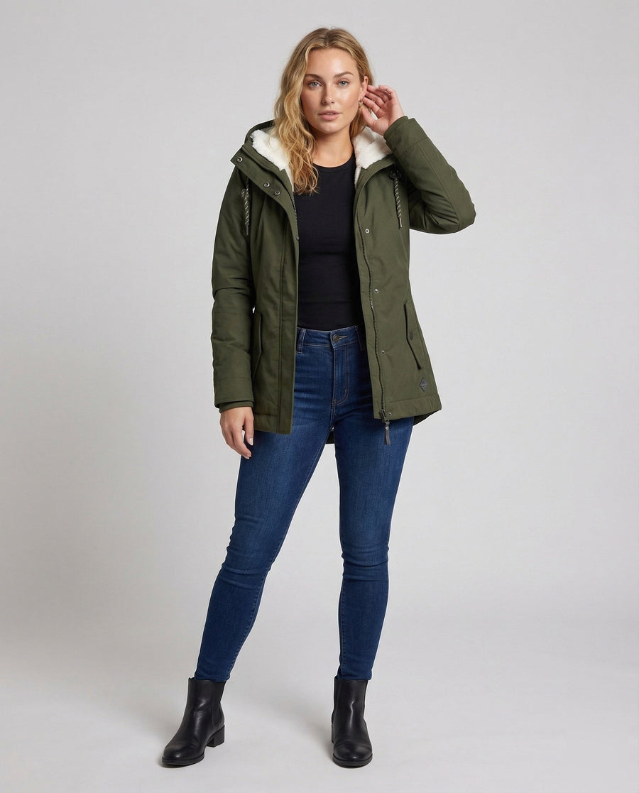Jade Jacket with Hood in Green