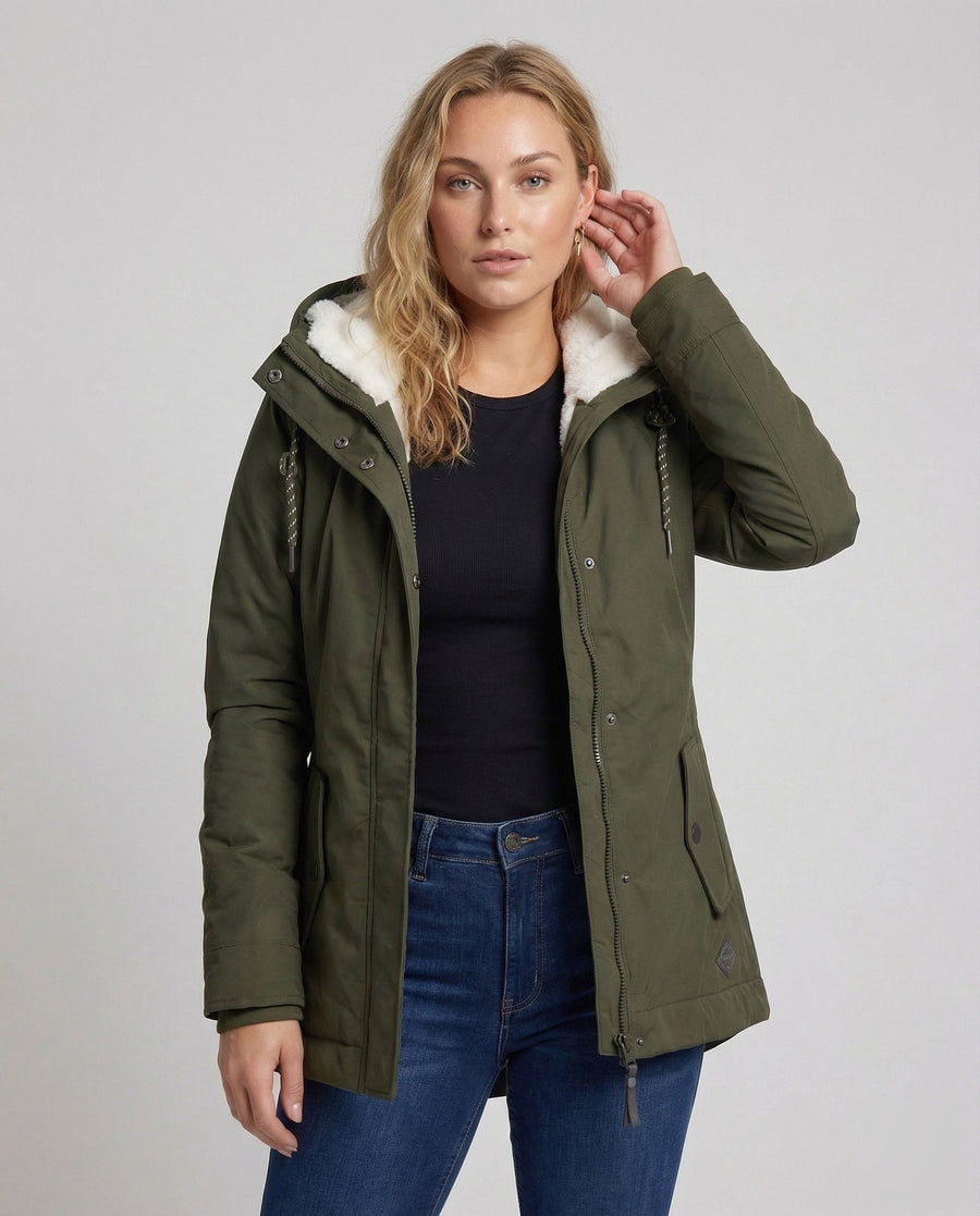 Jade Jacket with Hood in Green
