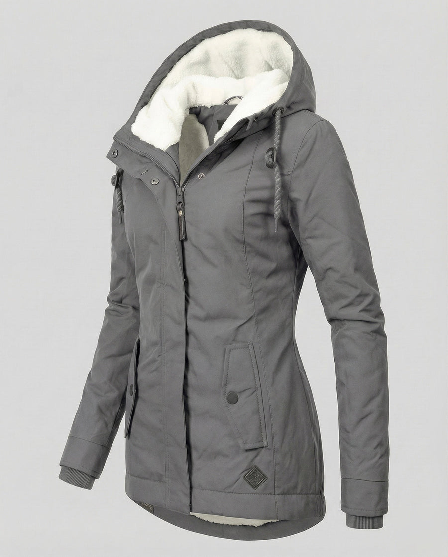 Jade Jacket with Hood in Grey