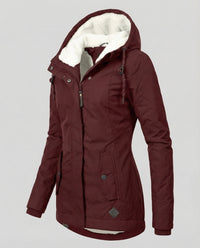 Jade Jacket with Hood in Red