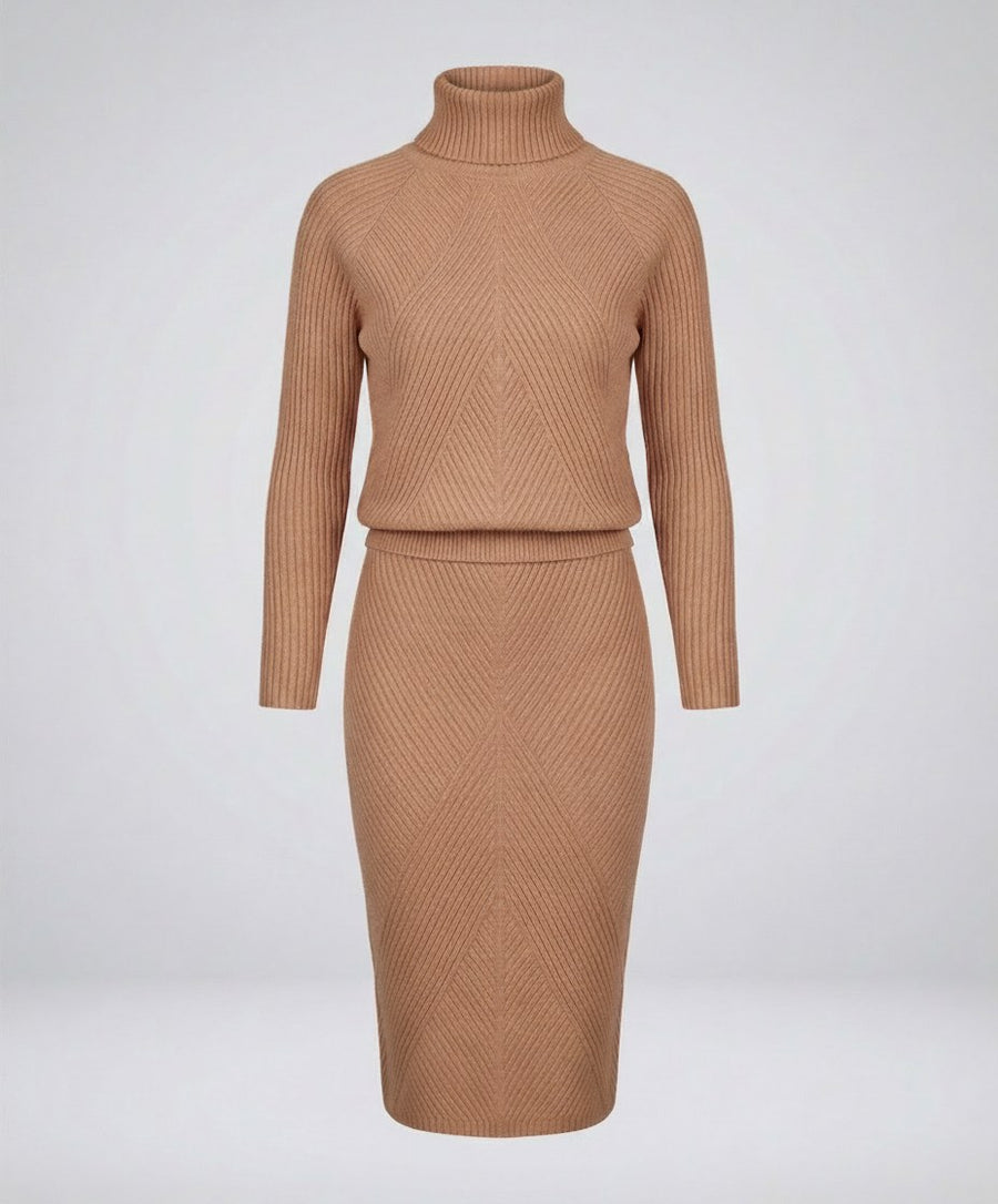Jade Knit Dress in Brown